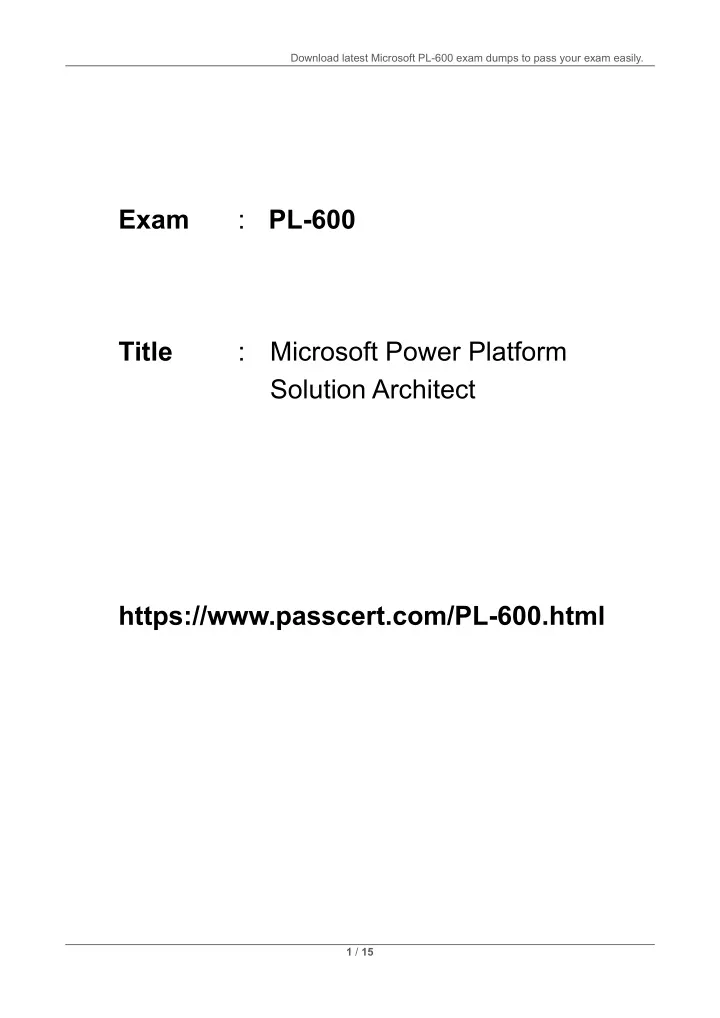 download latest microsoft pl 600 exam dumps