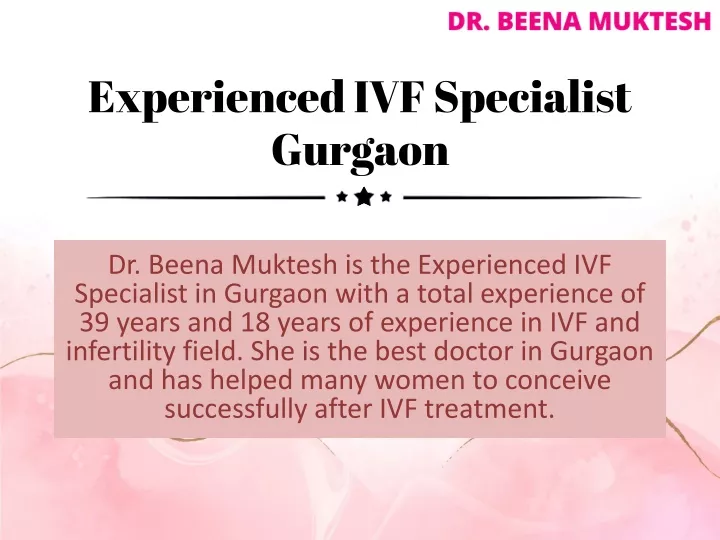 experienced ivf specialist gurgaon