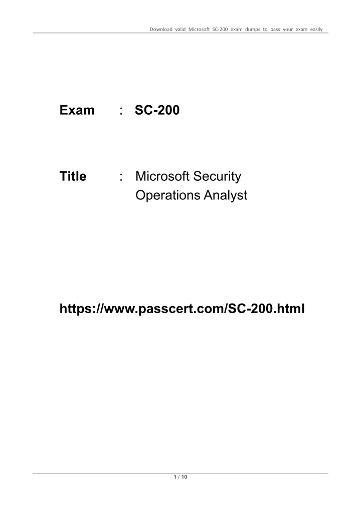 download valid microsoft sc 200 exam dumps