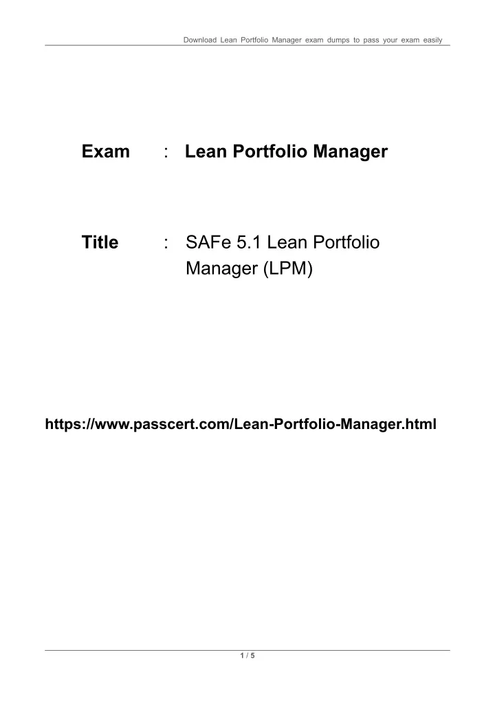 download lean portfolio manager exam dumps