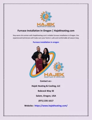 Furnace Installation In Oregon | Hajekheating.com