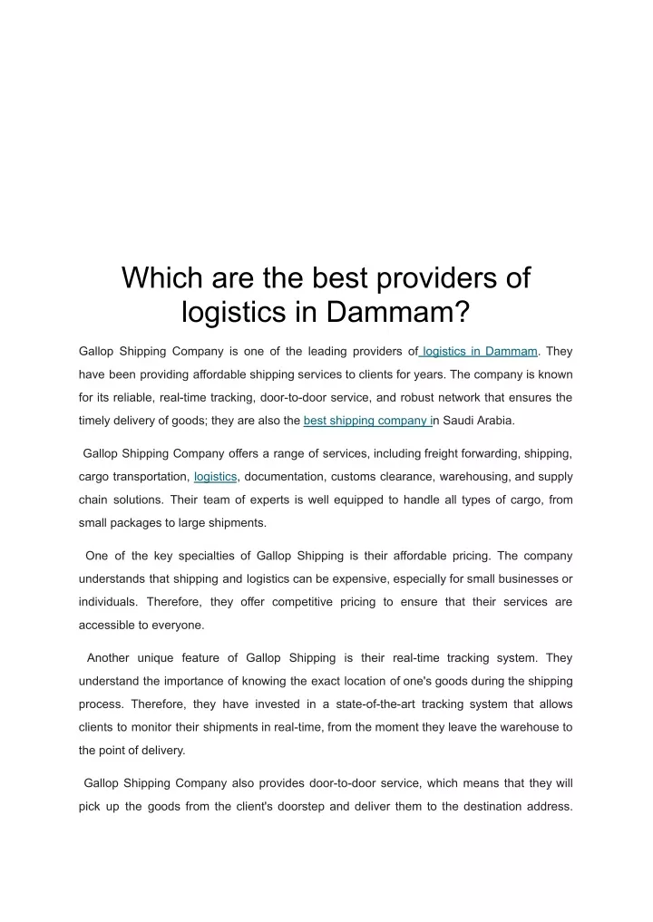 which are the best providers of logistics