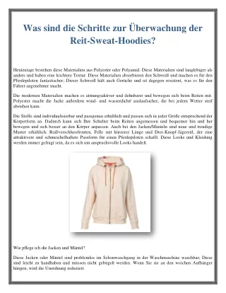 Was sind die Schritte zur Überwachung der Reit-Sweat-Hoodies?