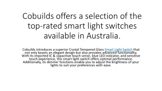 cobuilds offers a selection of the top rated smart light switches available in australia