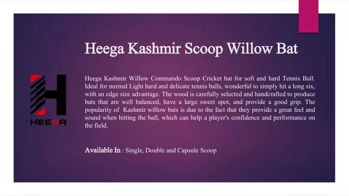 heega kashmir scoop willow bat