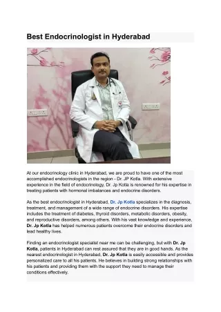 Discover the Best Endocrinologist in Hyderabad_ Expert Tips to Find the Perfect Doctor