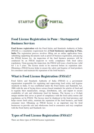 Food License Registration in Pune Startupportal business services