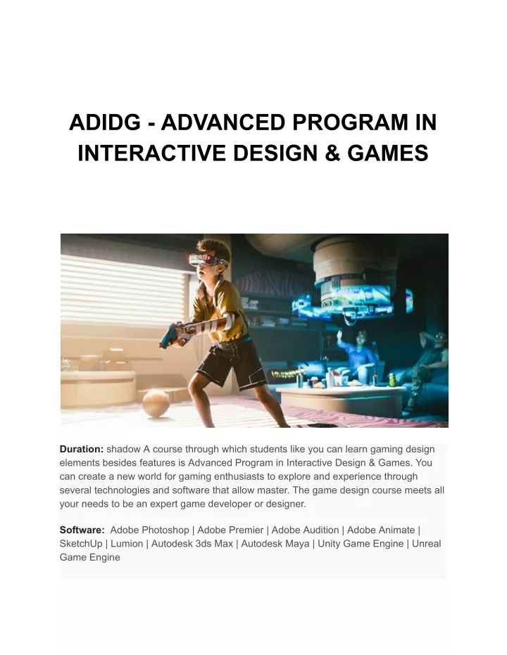 adidg advanced program in interactive design games