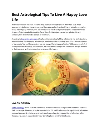 Best Astrological Tips To Live A Happy Love Life
