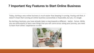7 Important Key Features to Start Online Business