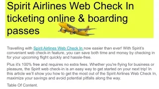 Spirit Airlines Web Check In ticketing online & boarding passes