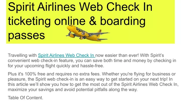 spirit airlines web check in ticketing online