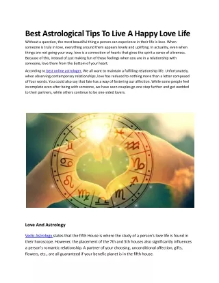 Best Astrological Tips To Live A Happy Love Life