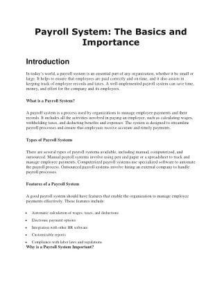 payroll system the basics and importance