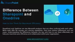 Difference Between Sharepoint and Onedrive?