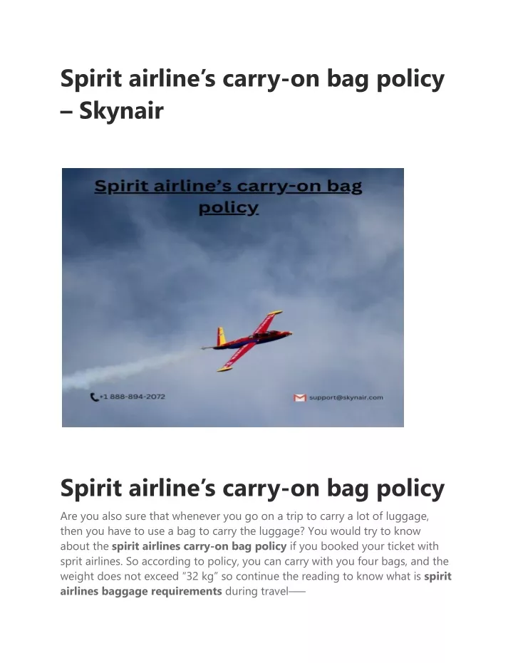 spirit airline s carry on bag policy skynair