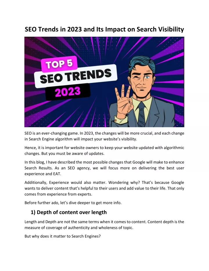 seo trends in 2023 and its impact on search