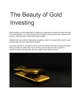 Beauty of gold investing