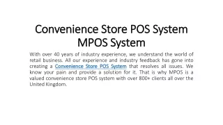 Convenience Store POS System - MPOS System
