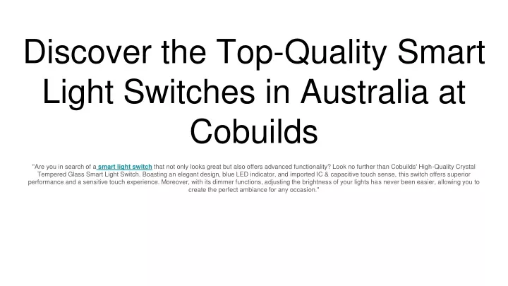 discover the top quality smart light switches in australia at cobuilds