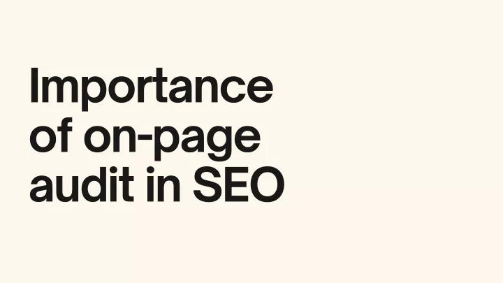 importance of on page audit in seo