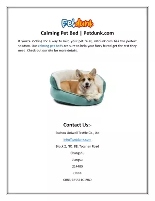 Calming Pet Bed  Petdunk