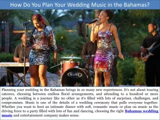 How Do You Plan Your Wedding Music in the Bahamas?