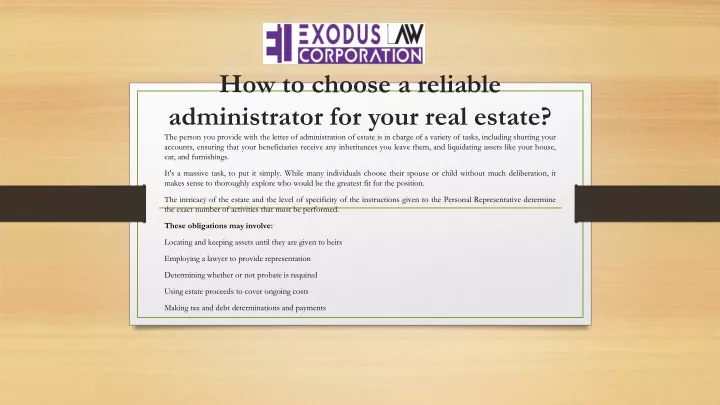 how to choose a reliable administrator for your real estate