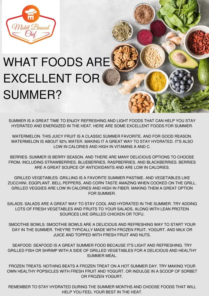 what foods are excellent for summer