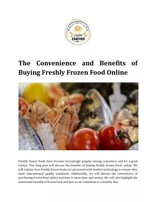 The Convenience and Benefits of Buying Freshly Frozen Food Online