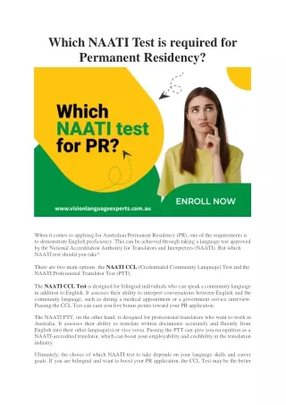 which naati test is required for permanent