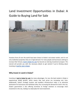 Land Investment Opportunities in Dubai_ A Guide to Buying Land for Sale