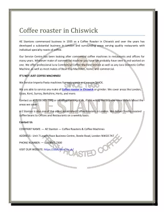 coffee roaster in chiswick