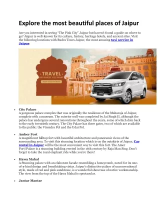 Explore the most beautiful places of Jaipur