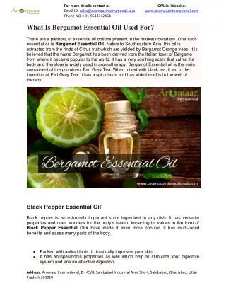 What Is Bergamot Essential Oil Used For?