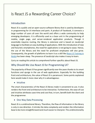 Is React JS a Rewarding Career Choice