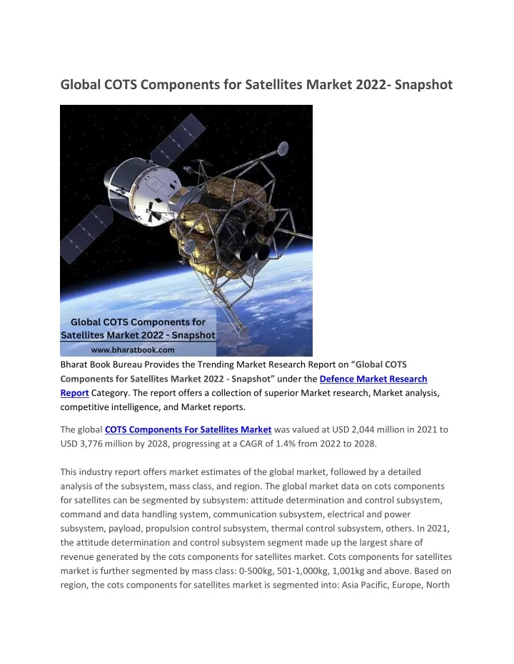 global cots components for satellites market 2022