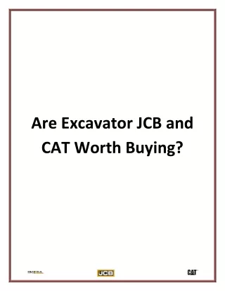 Are Excavator JCB and CAT Worth Buying