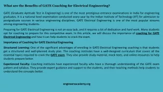 what are the benefits of gate coaching