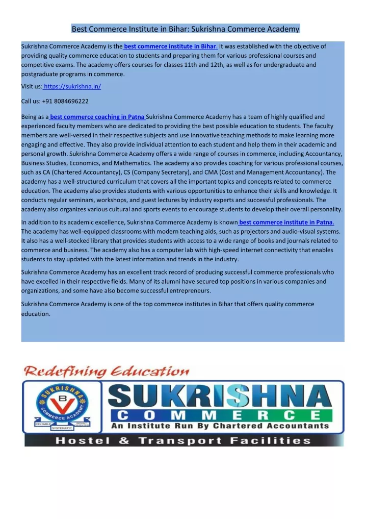 best commerce institute in bihar sukrishna