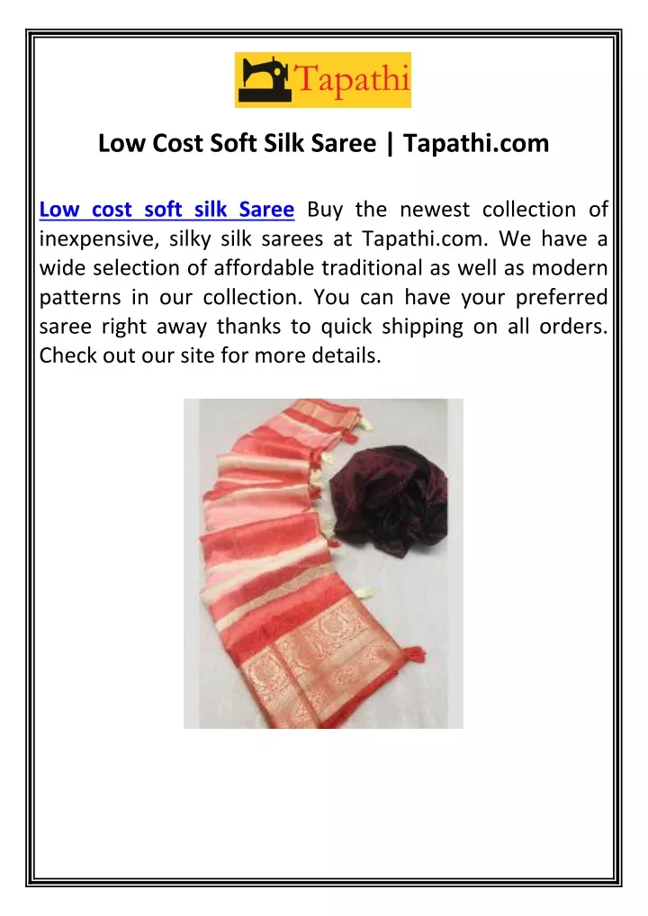 low cost soft silk saree tapathi com