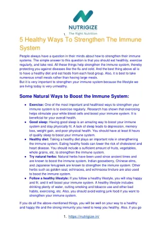 5 Healthy Ways To Strengthen The Immune  System
