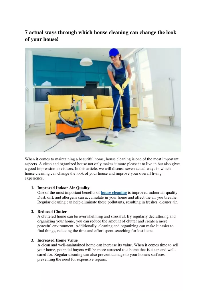 7 actual ways through which house cleaning