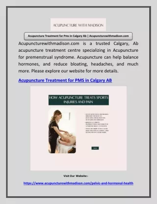 Acupuncture Treatment for Pms in Calgary Ab | Acupuncturewithmadison.com