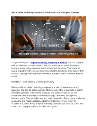 Why a Digital Marketing Company in Kolkata is Essential for your business
