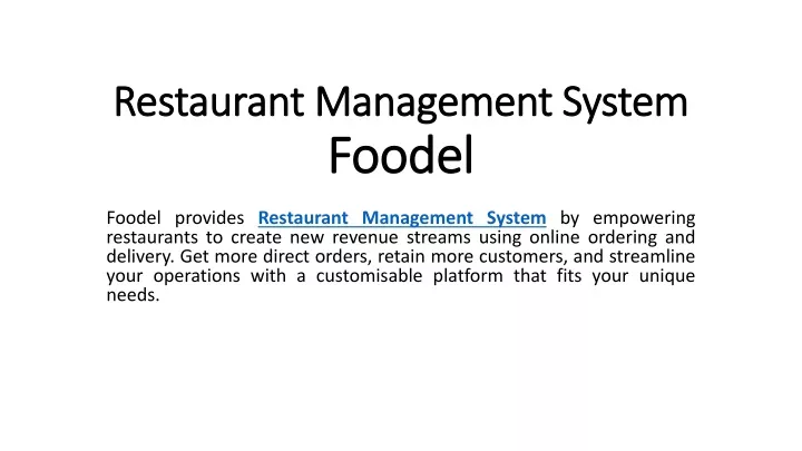 restaurant management system foodel
