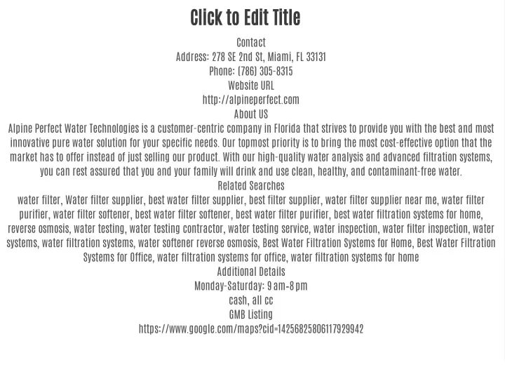 click to edit title contact address