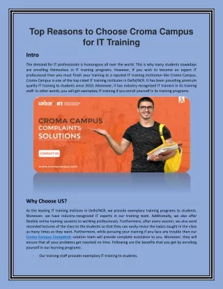 Top Reasons to Choose Croma Campus for IT Training