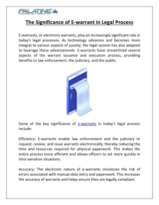 the significance of e warrant in legal process