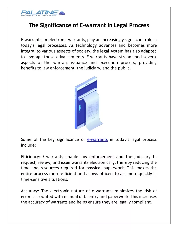 the significance of e warrant in legal process